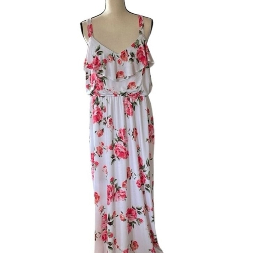 Three Hearts Pink Floral Maxi Dress